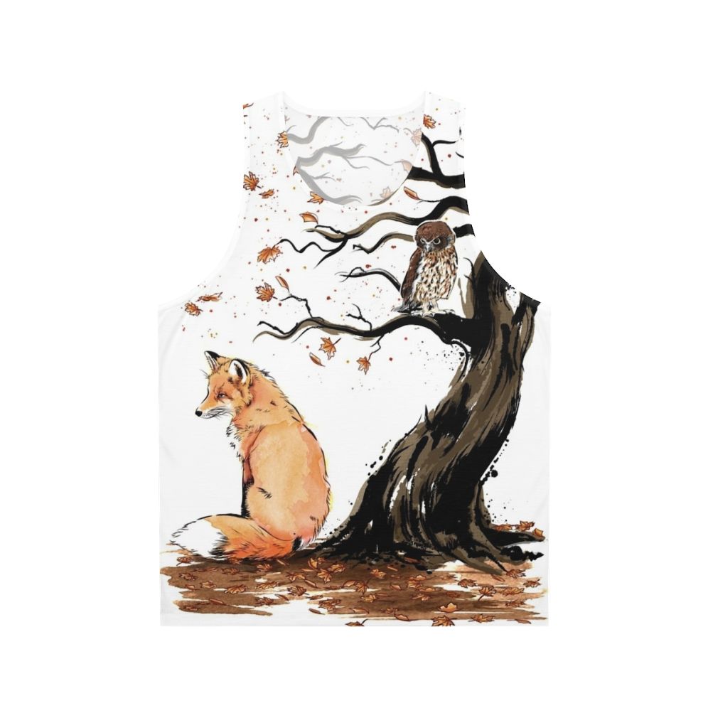 Unisex tank top with autumn nature watercolor design