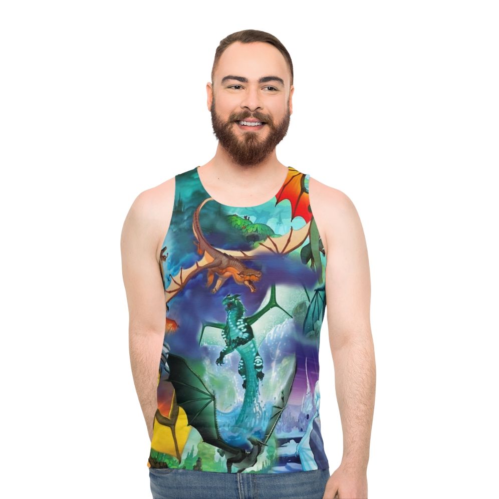 Dragon pattern unisex tank top with Wings of Fire characters - men