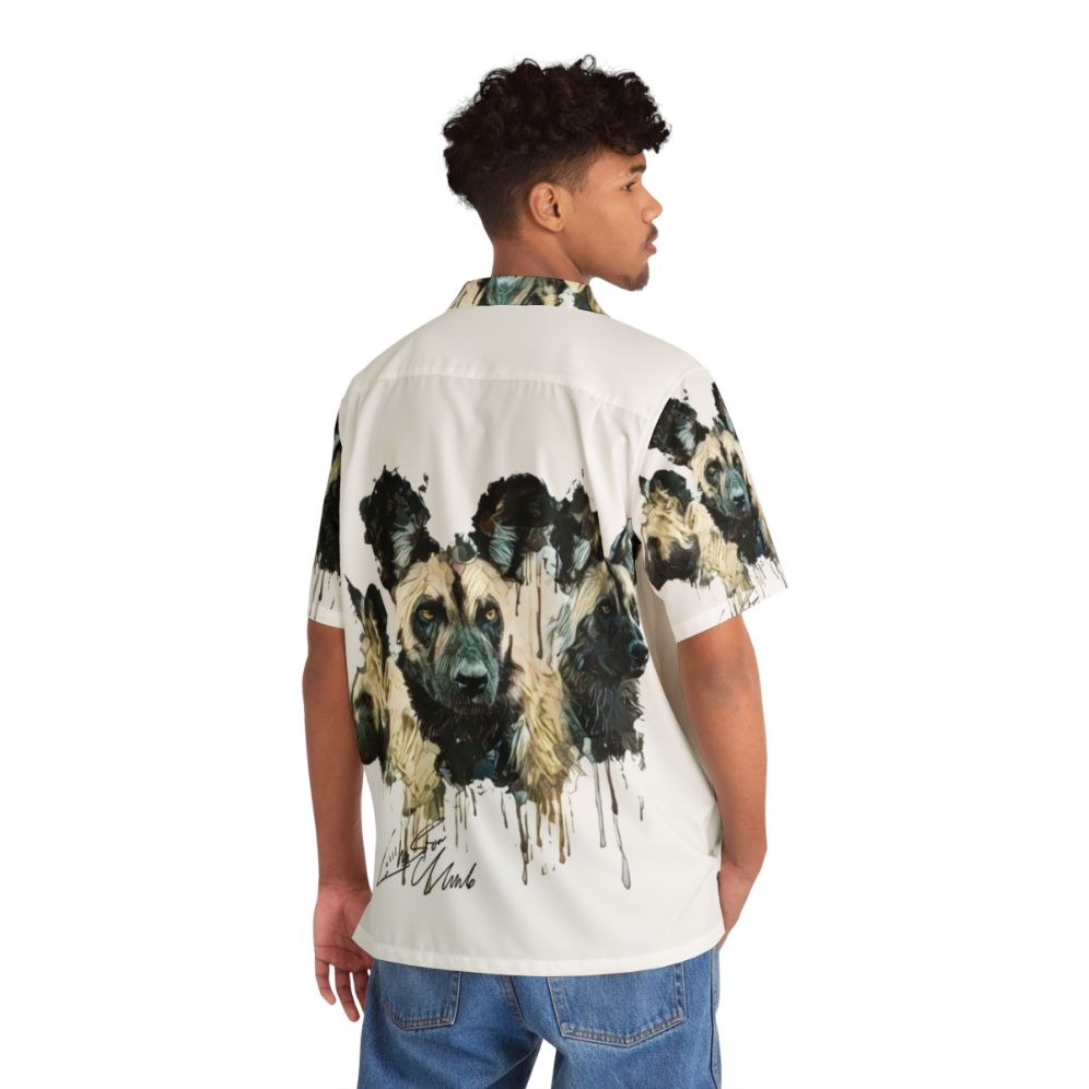 Vibrant Cerberus Hawaiian Shirt with African Wild Dog Print - People Back