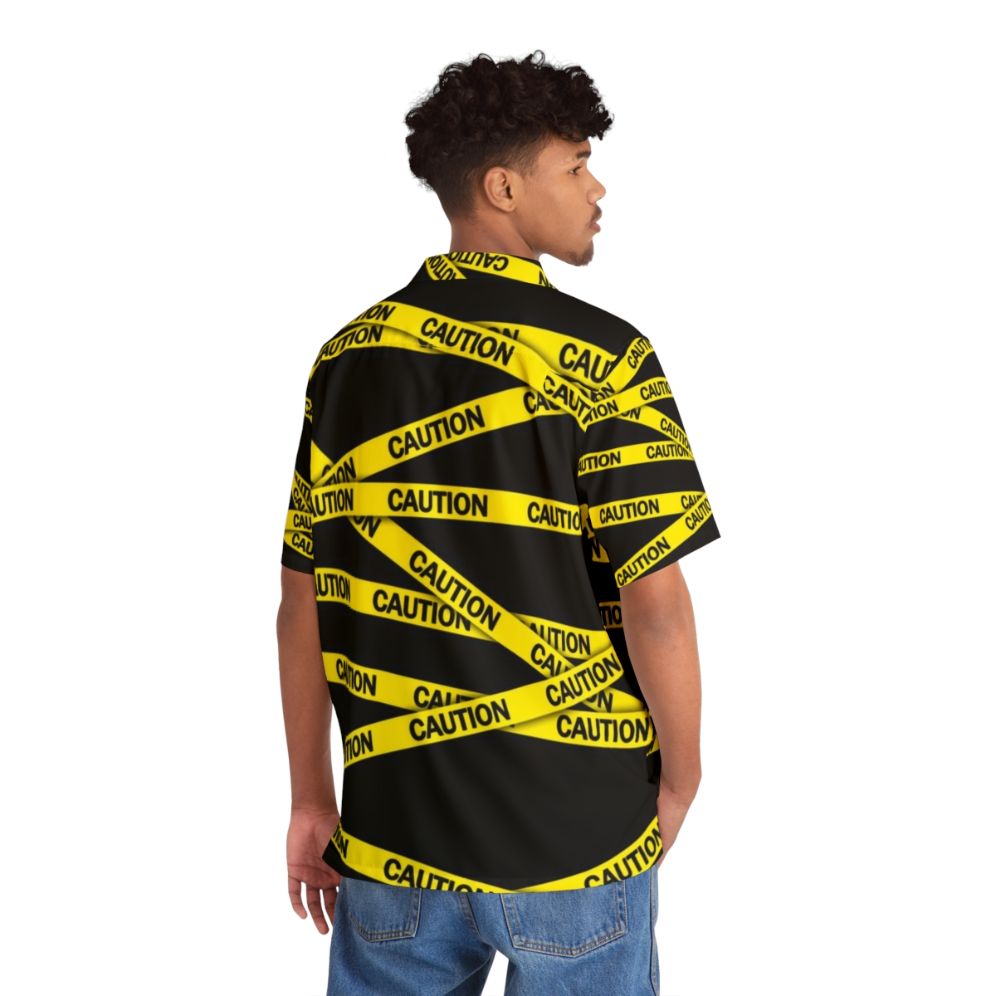 Caution Tape Hawaiian Shirt, Bright Yellow Warning Shirt for Introverts - People Back