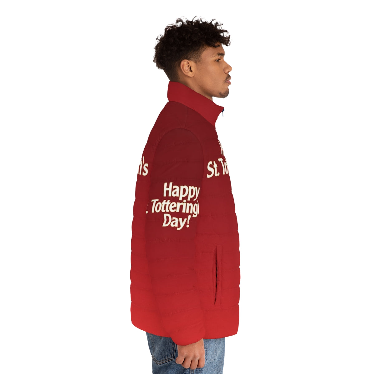 Arsenal FC Gooners Puffer Jacket featuring the St Totteringham's Day design - men side right