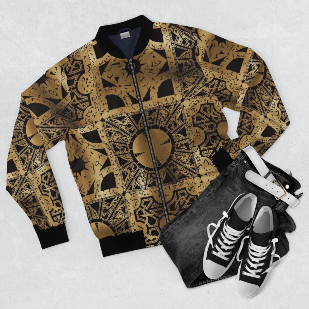 Lament Configuration Cenobite Horror Bomber Jacket - Flat lay