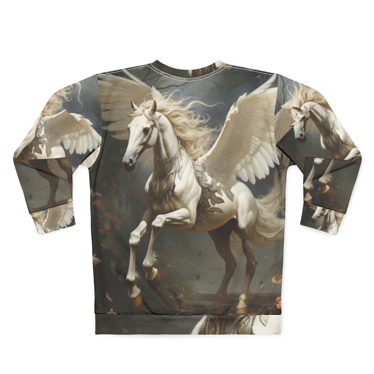 Mythical Pegasus Sweatshirt featuring a legendary horse with wings - Back