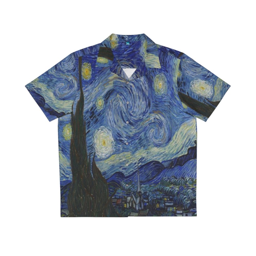 A Hawaiian shirt featuring the iconic painting "The Starry Night" by Vincent Van Gogh