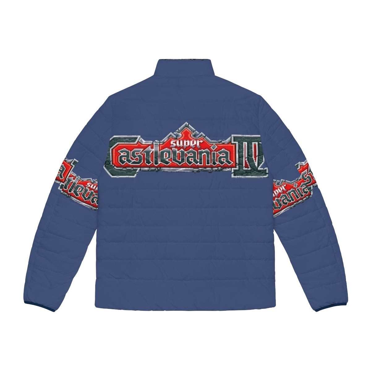 Super Castlevania Logo Puffer Jacket - Retro Video Game Merchandise - Back