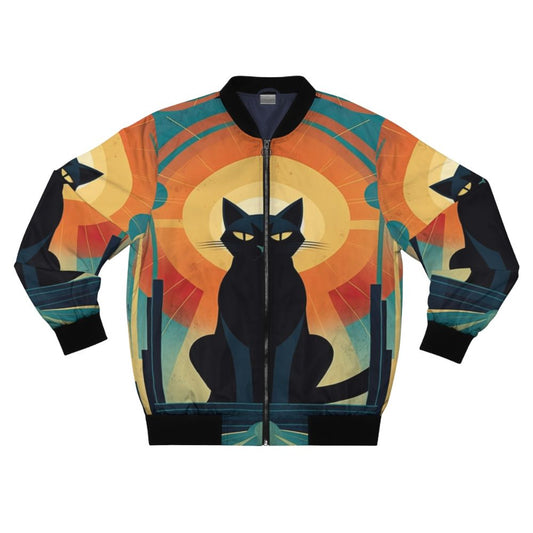 Fashionable art deco cat bomber jacket with a vintage and glamorous design