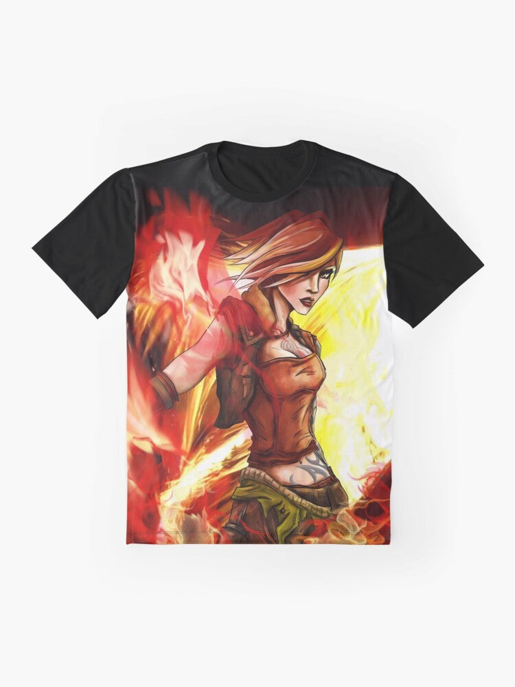 Lilith the Siren from Borderlands video game - fan art graphic t-shirt design - Flat lay