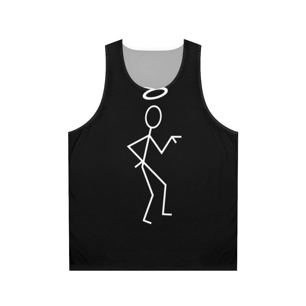 Retro unisex tank top featuring The Saint stick figure design