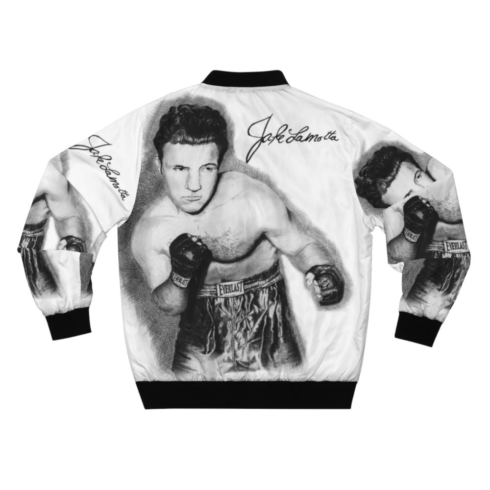 Raging Bull boxer bomber jacket in black and white sketch design - Back