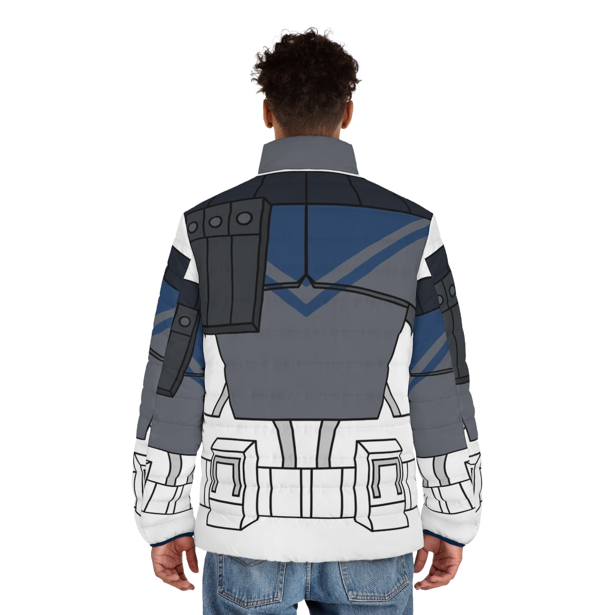 Star Wars Clone Trooper Fives Armor Puffer Jacket with tactical design - men back