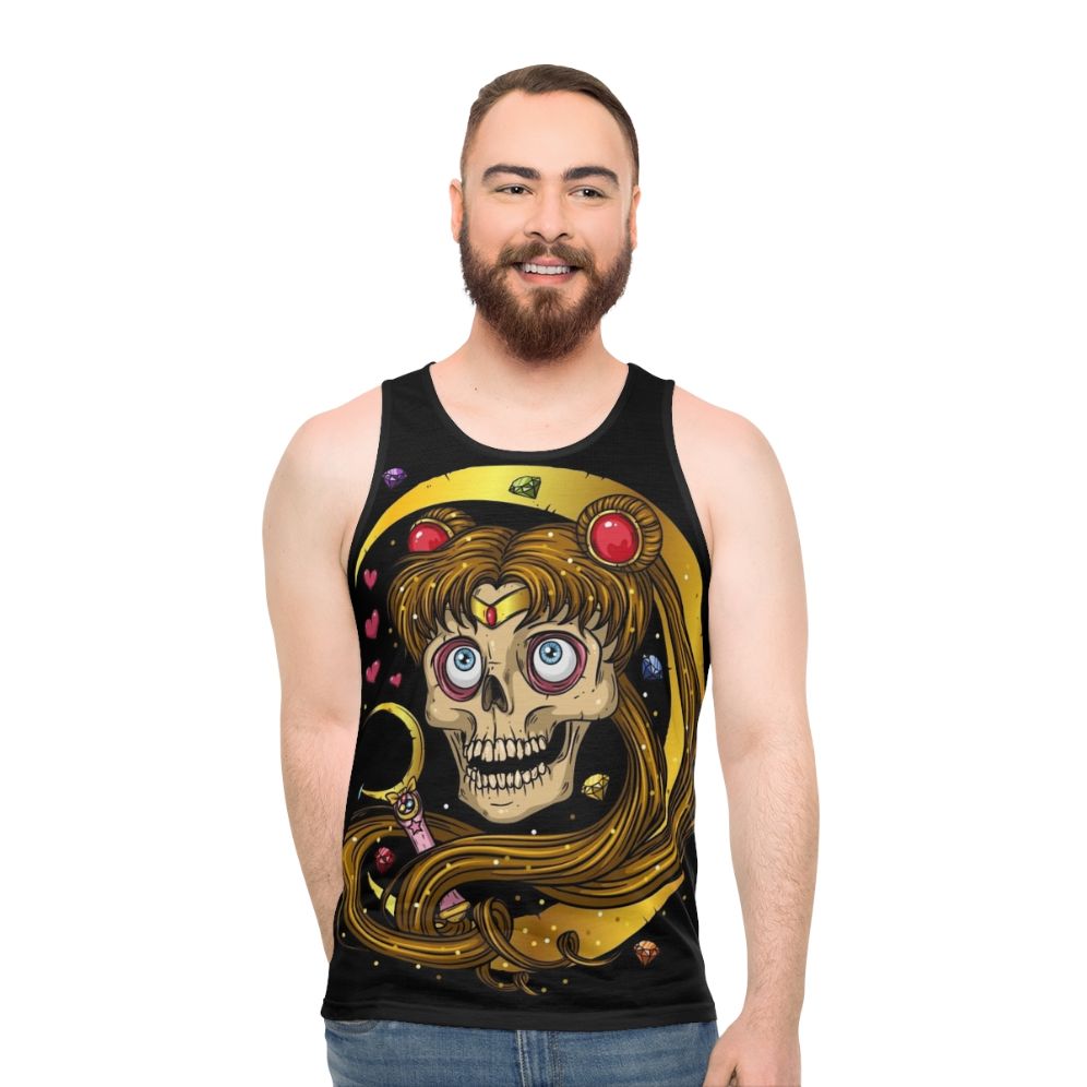 Unisex moon skull tank top - men