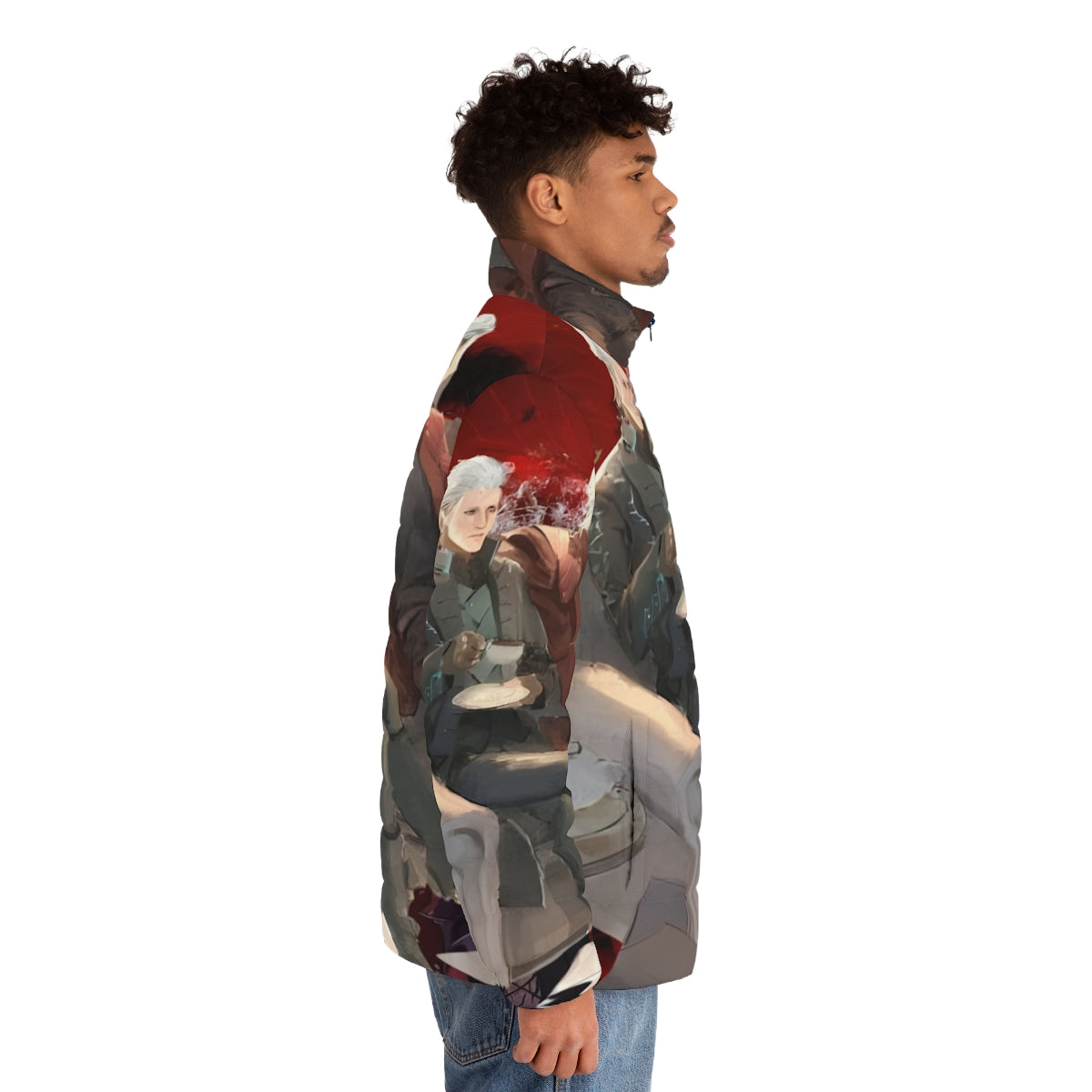 Devil May Cry Painting Puffer Jacket 3 - Anime Gaming Apparel Featuring Characters From Devil May Cry 5 - men side right