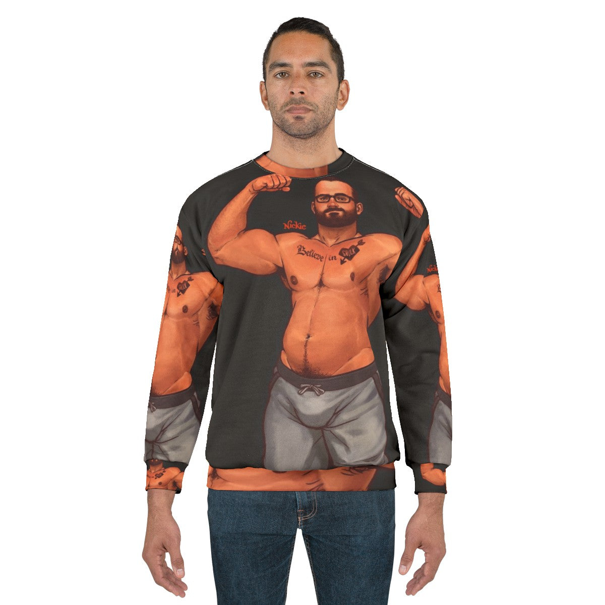 Heart Beats Sweatshirt featuring a nickiecharles bara gay lgbt male pinup design - men