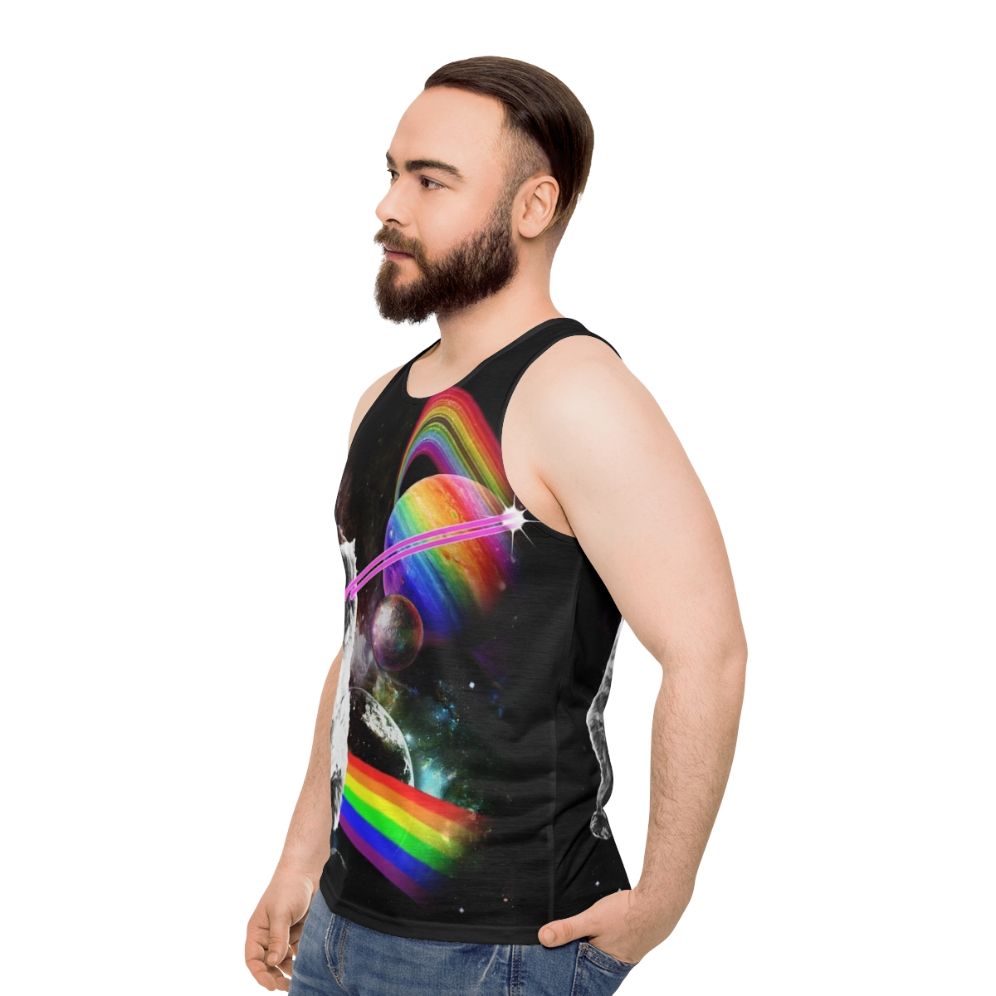 Cosmic cat in a galaxy tank top - men side