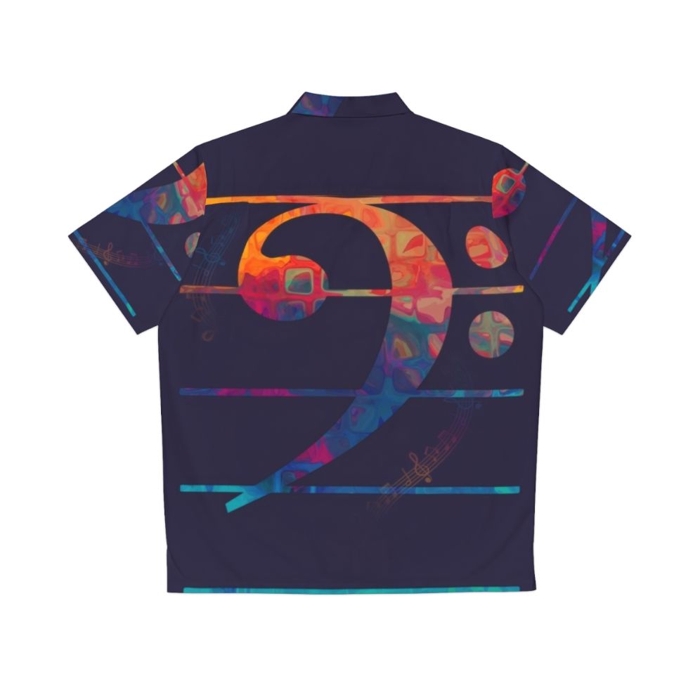 Vibrant bass clef design on a high-quality Hawaiian shirt - Back