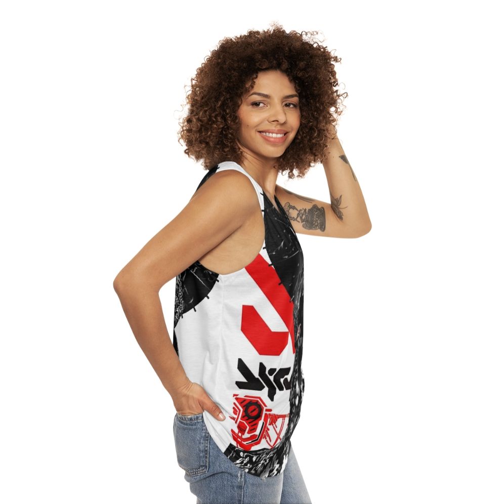 Cyberpunk futuristic unisex tank top - women side