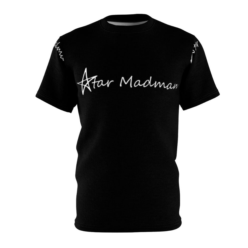 A stylish t-shirt featuring the Star Madman inspired electronic music logo