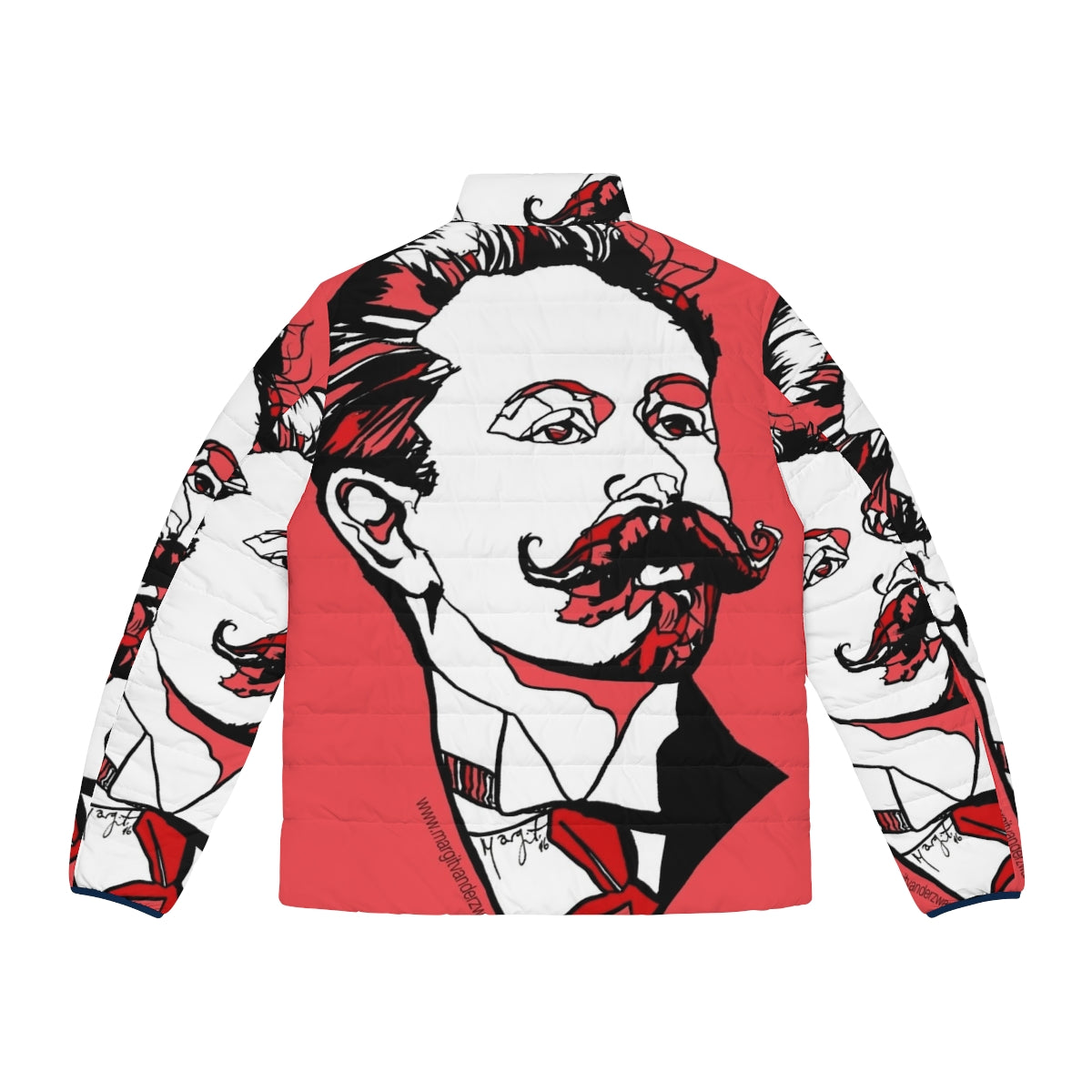 Scriabin Russian Composer Puffer Jacket featuring a portrait of the renowned classical musician - Back