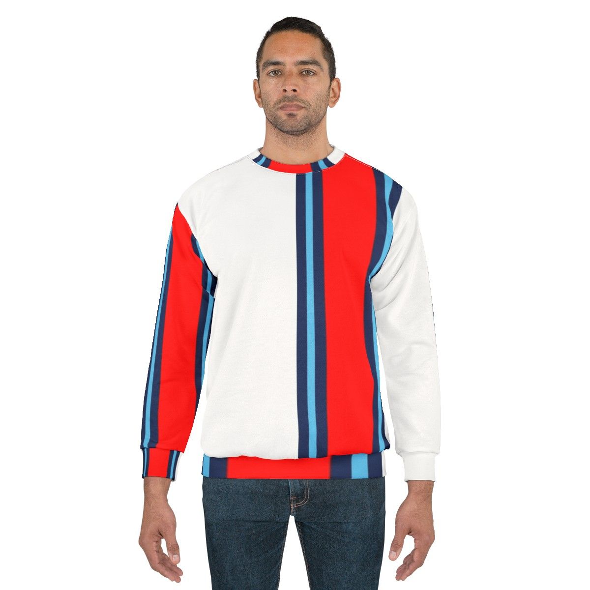 Martini Stripe Sweatshirt featuring minimalist motorsport design - men