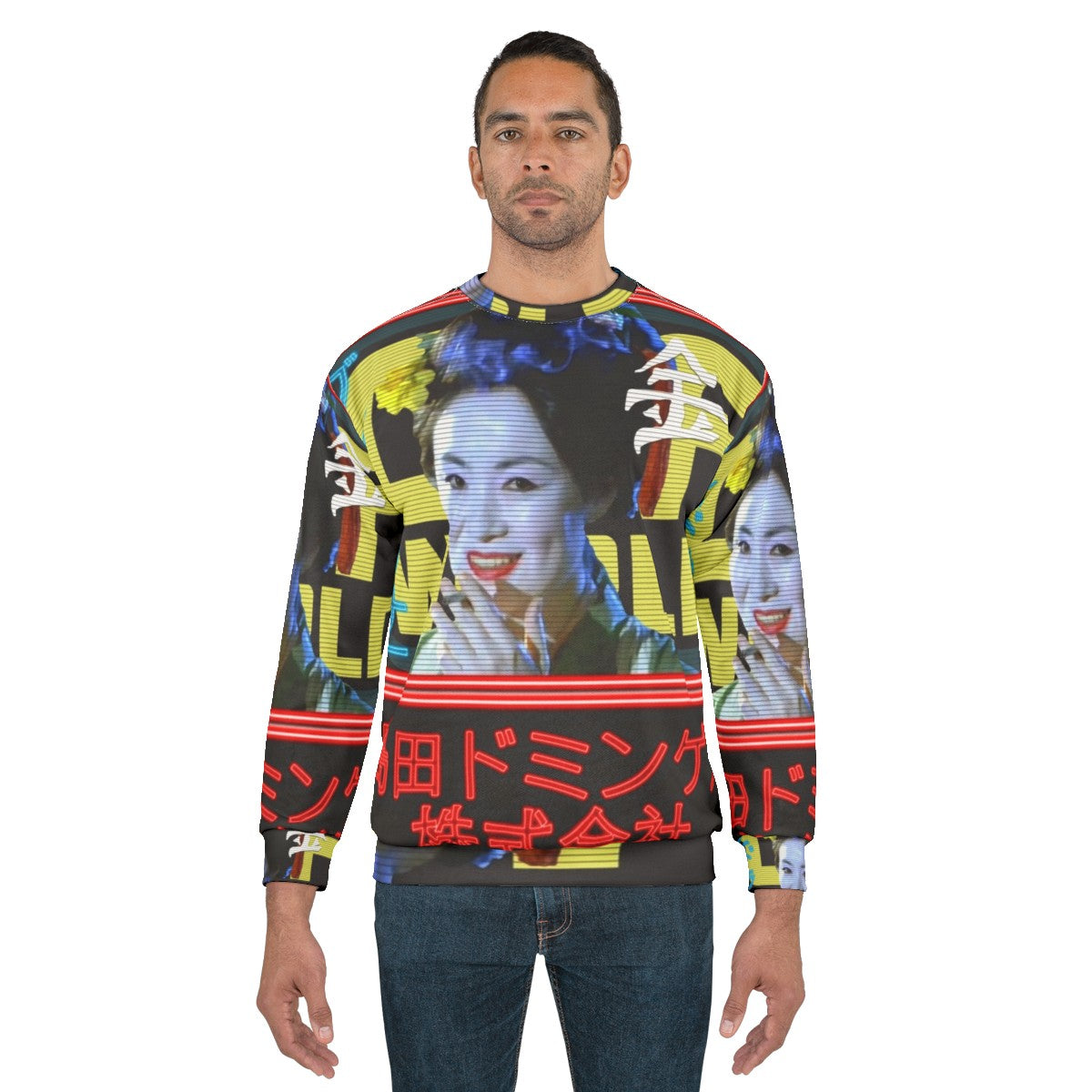 Blade Runner-inspired futuristic neon sweatshirt - men