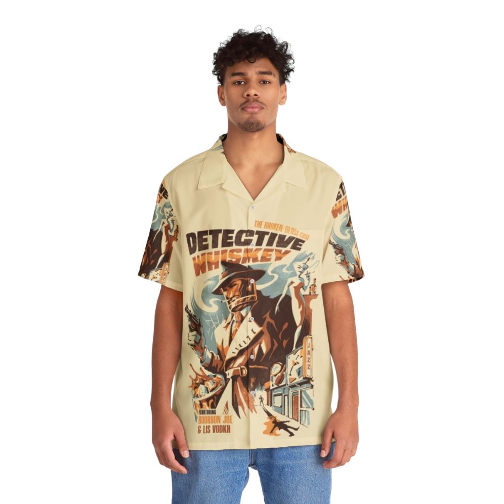 Vintage style detective whiskey Hawaiian shirt - People Front