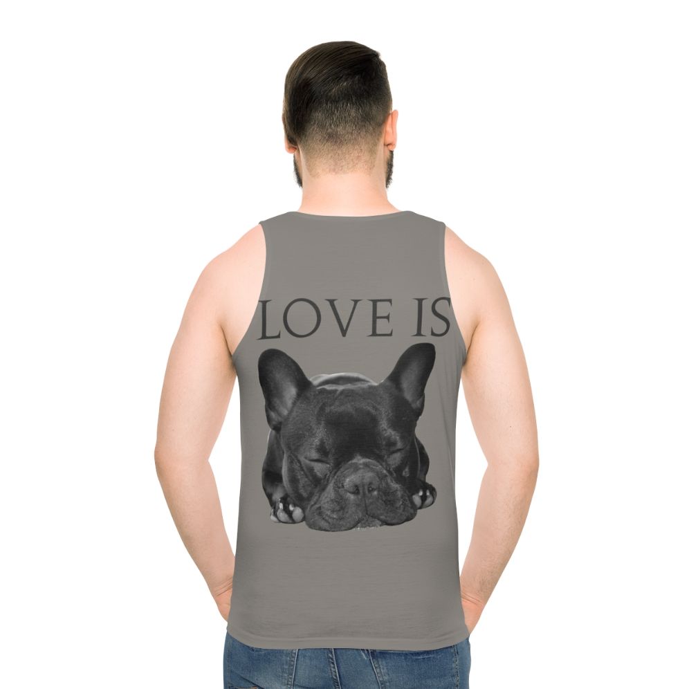 Unisex tank top with a cute French bulldog design - men back