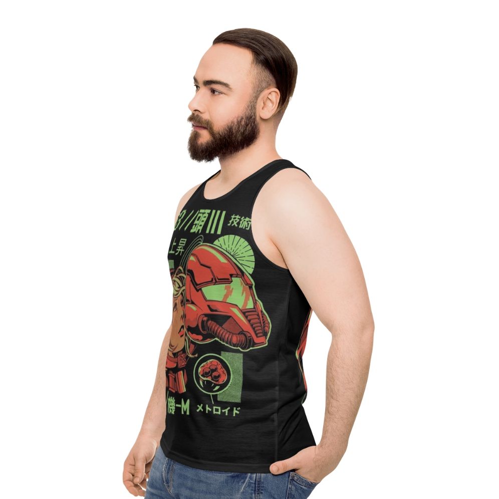 Retro gaming unisex tank top with Japanese robot design - men side