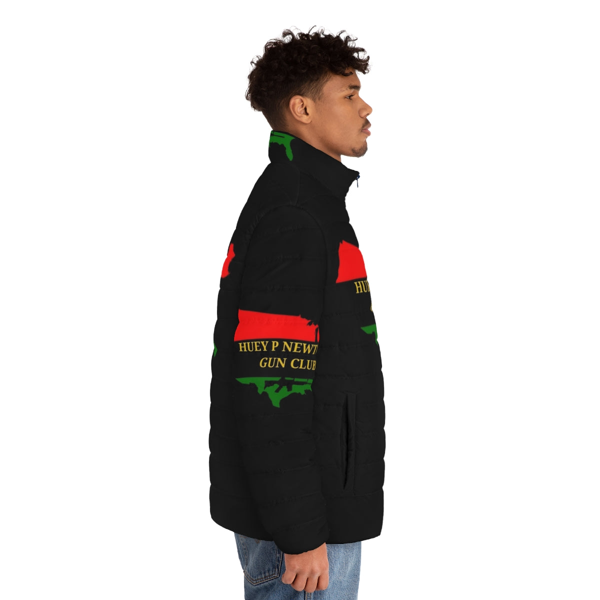 Huey P Newton Black Panther inspired puffer jacket for men - men side right