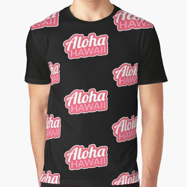 Aloha summer graphic t-shirt with pineapple and tropical design