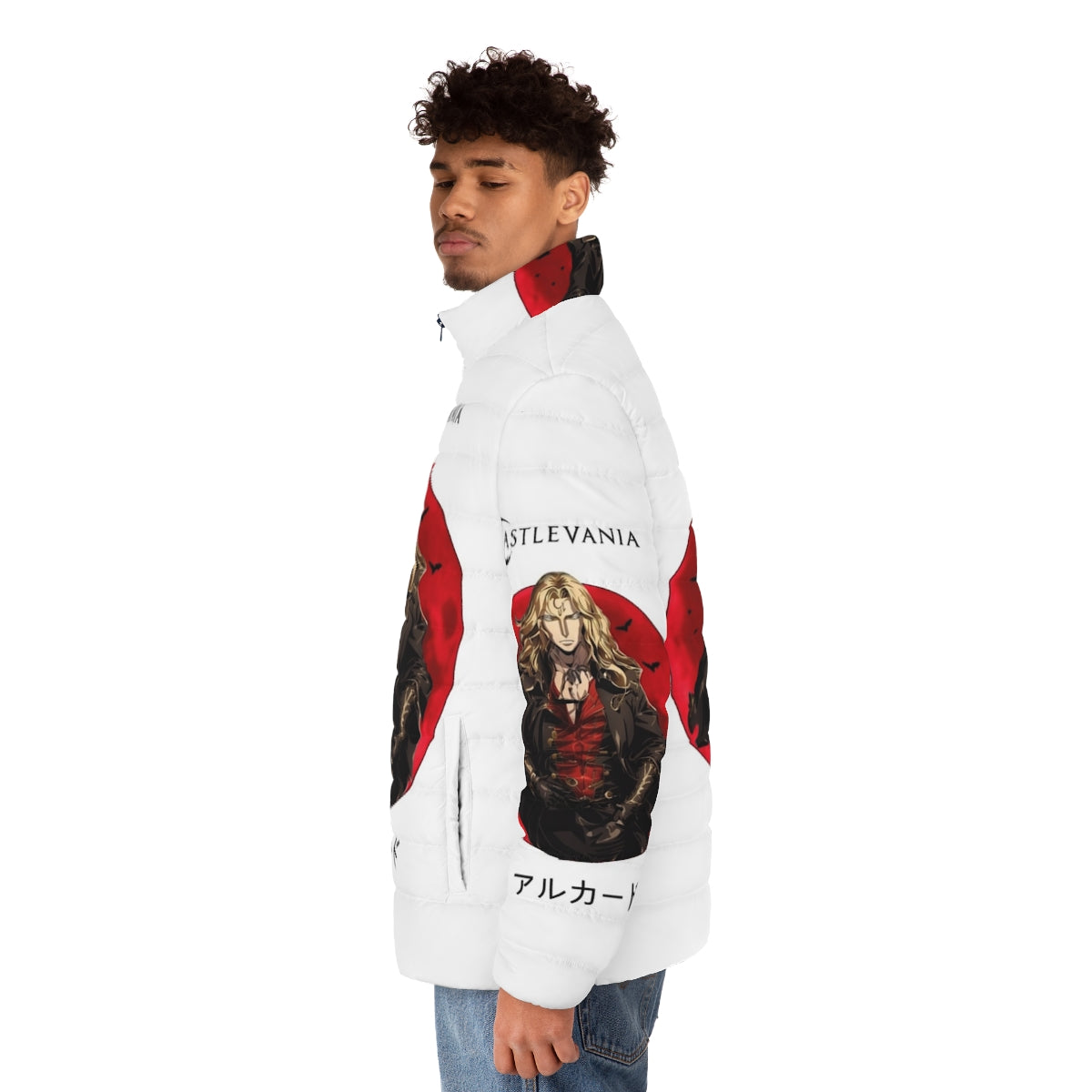 Castlevania Alucard Inspired Puffer Jacket with Netflix Vampire Design - men side left