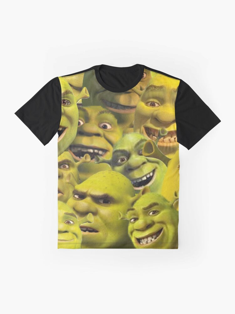 Shrek graphic t-shirt featuring the iconic character and his layers of humor - Flat lay