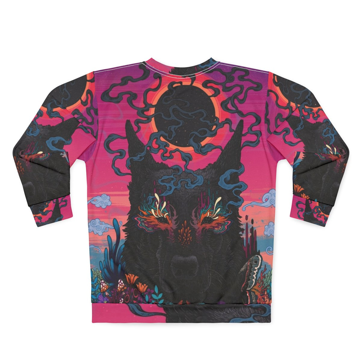 Psychedelic black eyed dog neon sweatshirt - Back