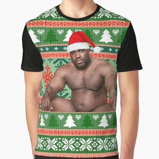 "Barry Wood Christmas Graphic T-Shirt featuring the viral meme of the well-endowed black man"