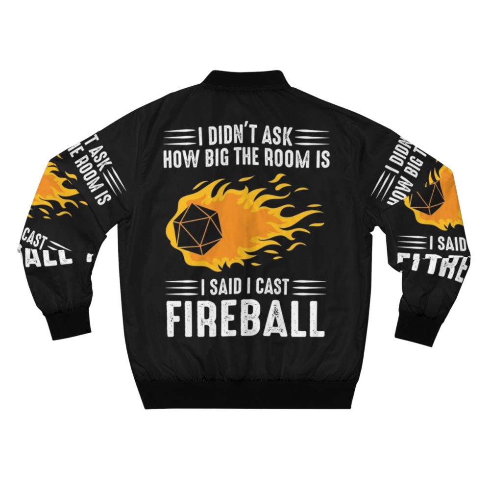 Fireball Wizard Sorcerer DM Gift TTRPG Bomber Jacket - Back