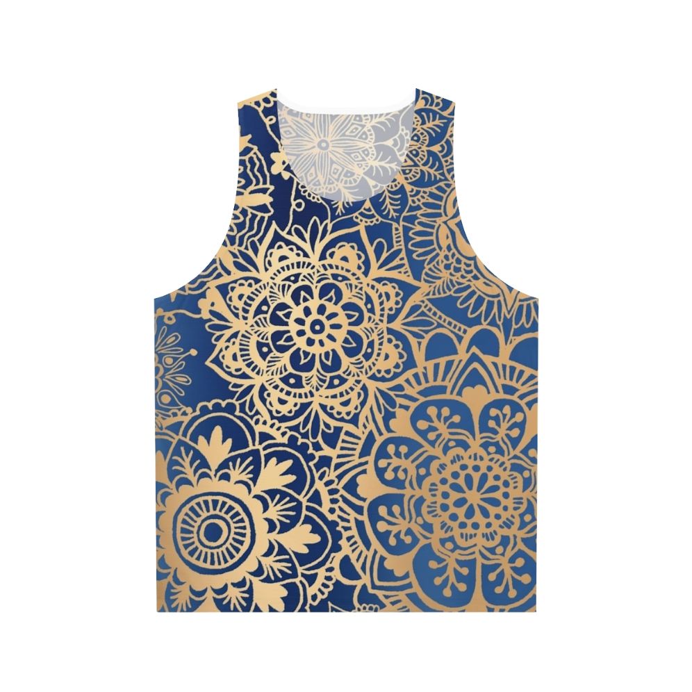 Bohemian Blue and Gold Mandala Pattern Unisex Tank Top