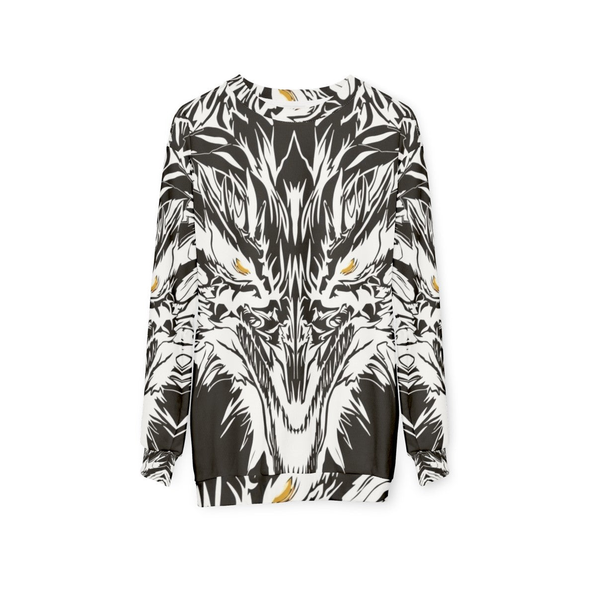 Mystic ice dragon tattoo design on white sweatshirt - hanging