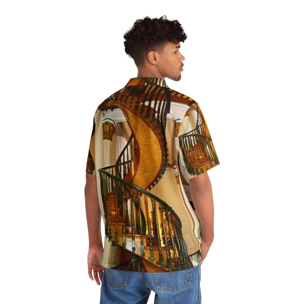 Loretto Chapel Staircase Hawaiian Shirt - Mystical New Mexico Landscape - People Back