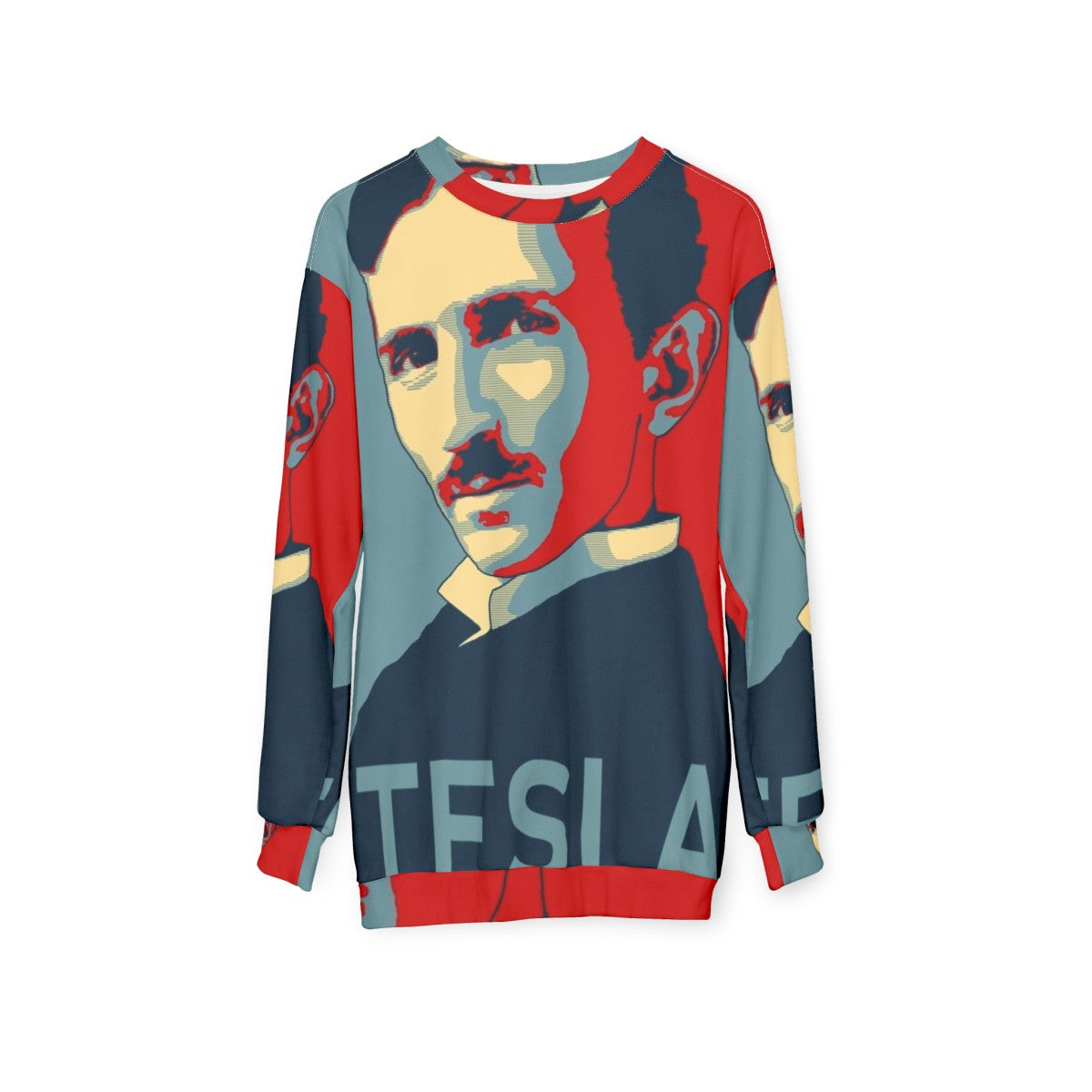 Nikola Tesla Inspired Sweatshirt with Tesla Coil Design - hanging