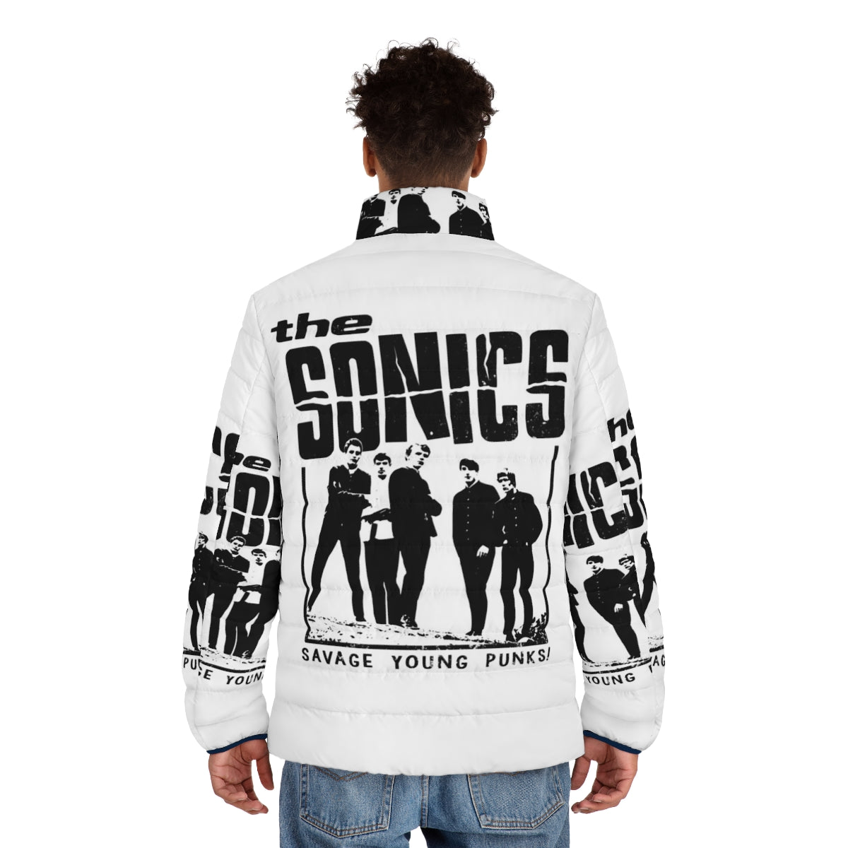 The Sonics black puffer jacket with vintage and retro design - men back