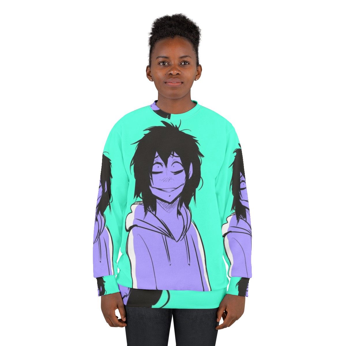 Jeff the Killer inspired sweatshirt with creepy design - women