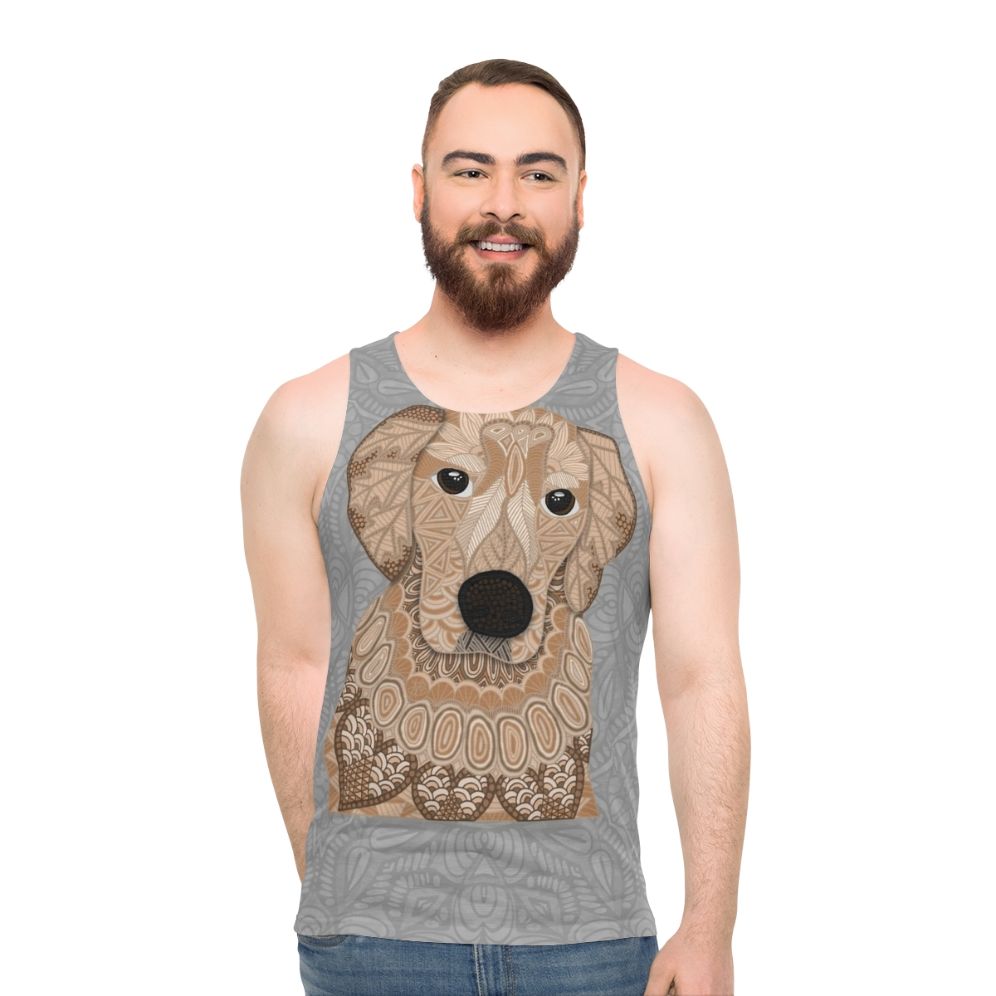 Golden Retriever dog wearing a tank top - men