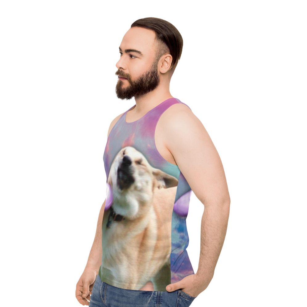 Doge frisbee vaporwave unisex tank top - men side