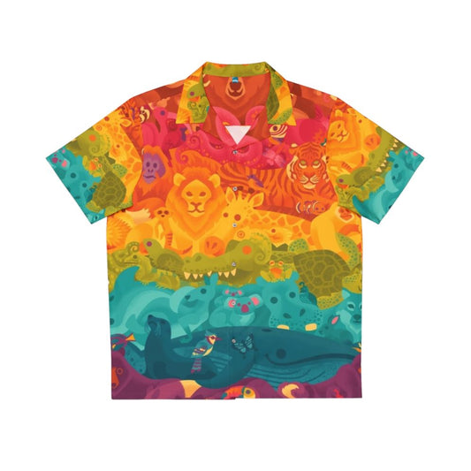 Colorful animal print Hawaiian shirt