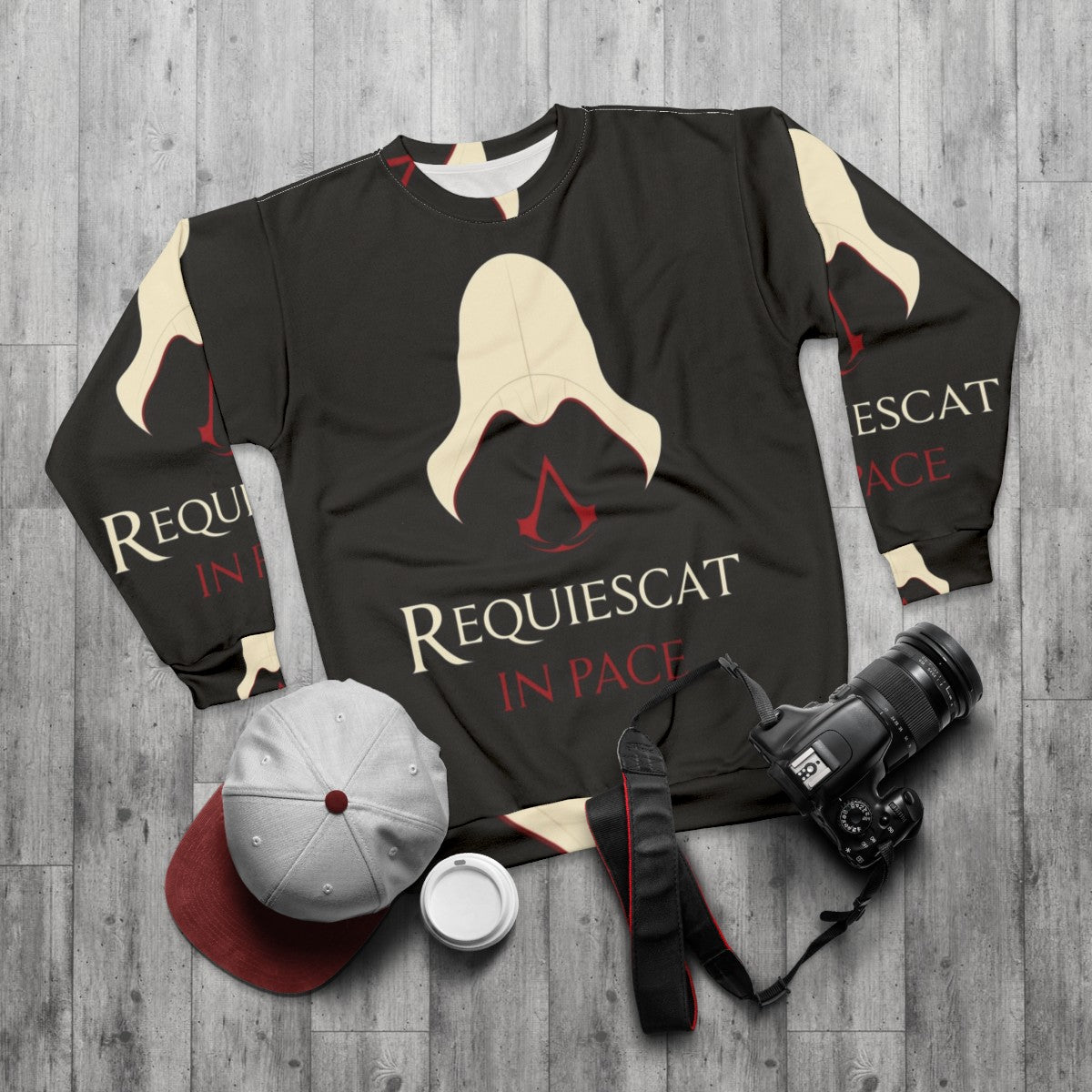 Assassins Creed Ezio "Requiescat In Pace" Sweatshirt - flat lay