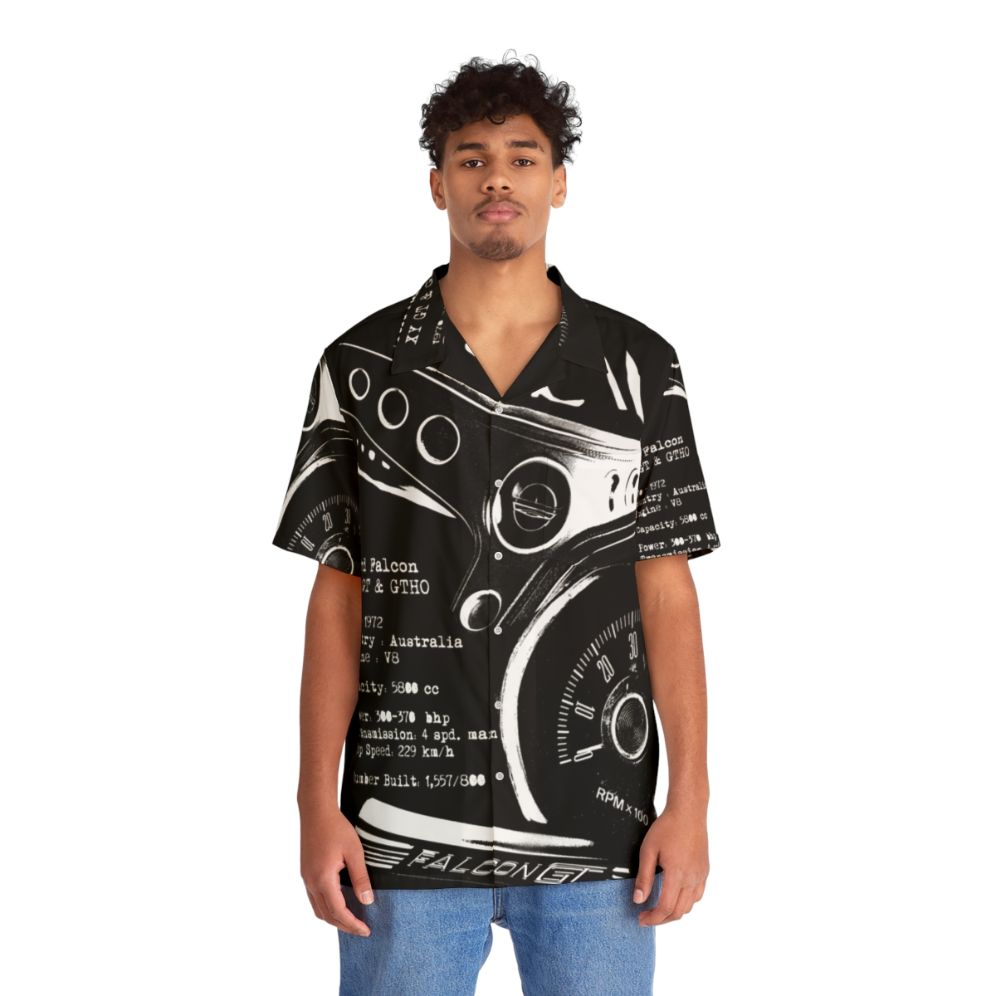 hawaiian shirt featuring ford falcon xy gtho muscle car - People Front