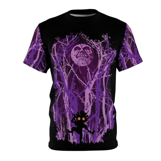 Lost in the woods t-shirt featuring a magical forest landscape with a full moon