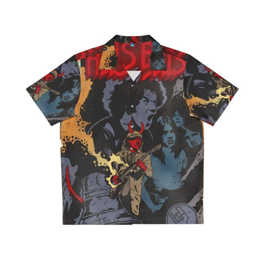 Hell's Bells Comics Hawaiian Shirt featuring ACDC and Hellboy