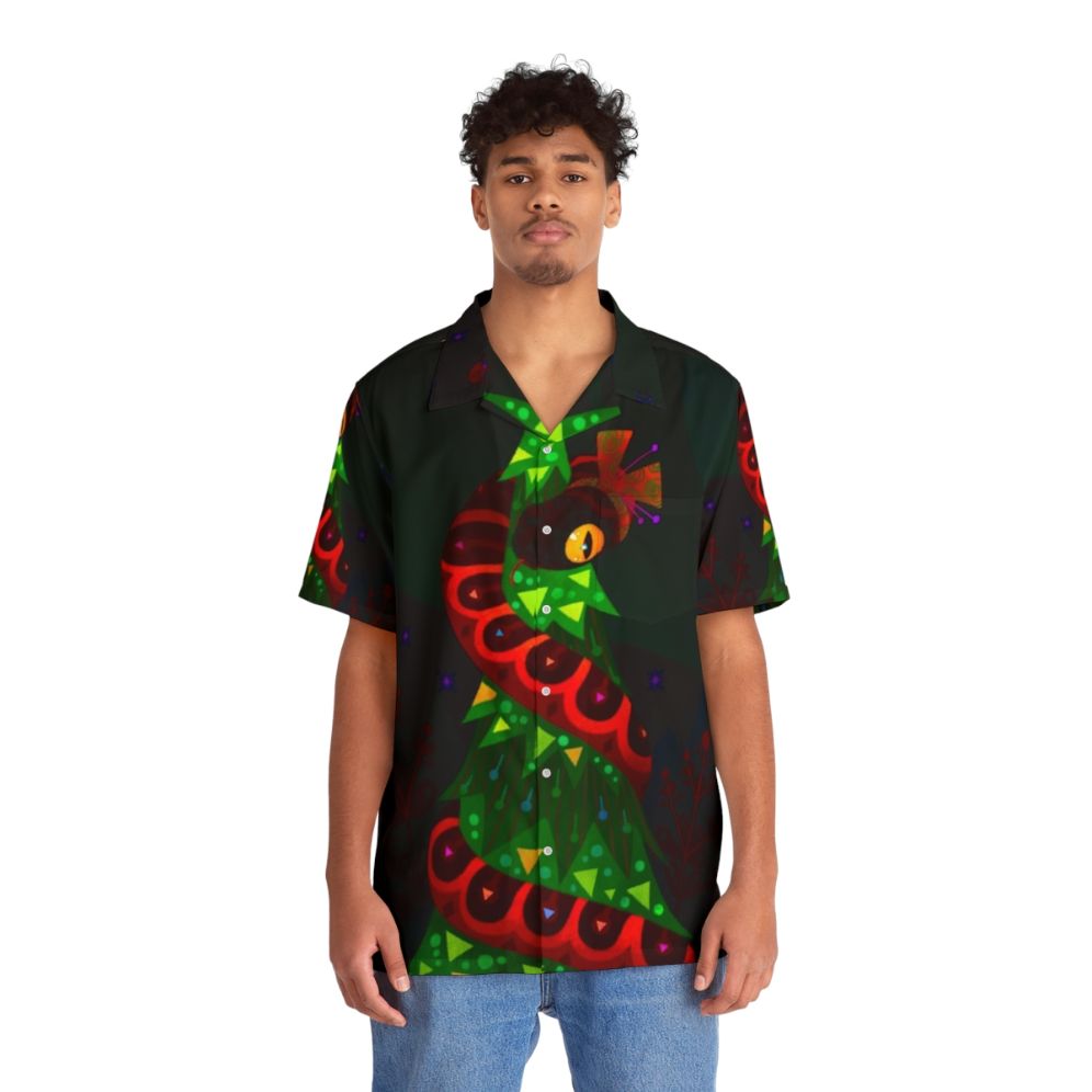 Christmas Snake Hawaiian Shirt with marine life and snow - People Front