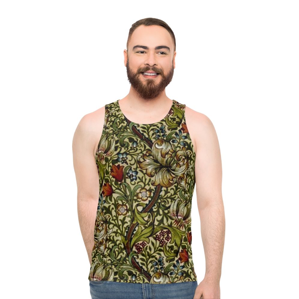 Vintage Floral William Morris Golden Lily Unisex Tank Top - men