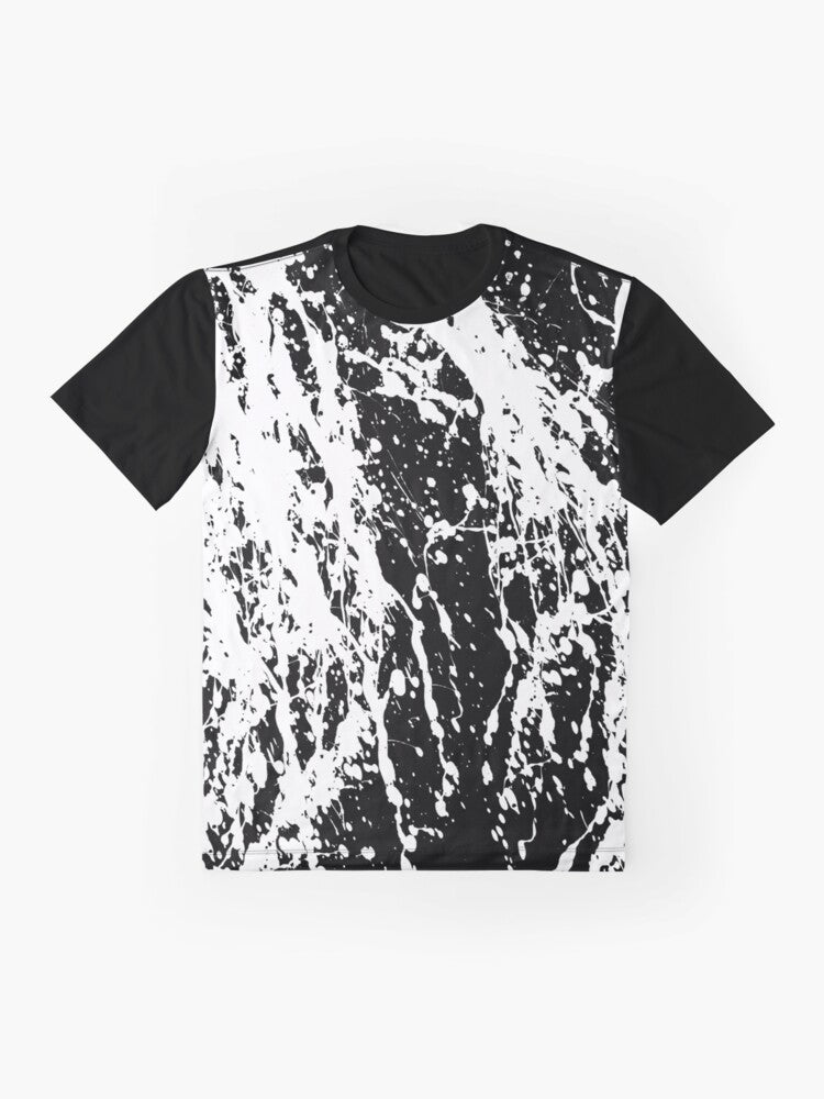 Black and white paint splatter graphic t-shirt - Flat lay